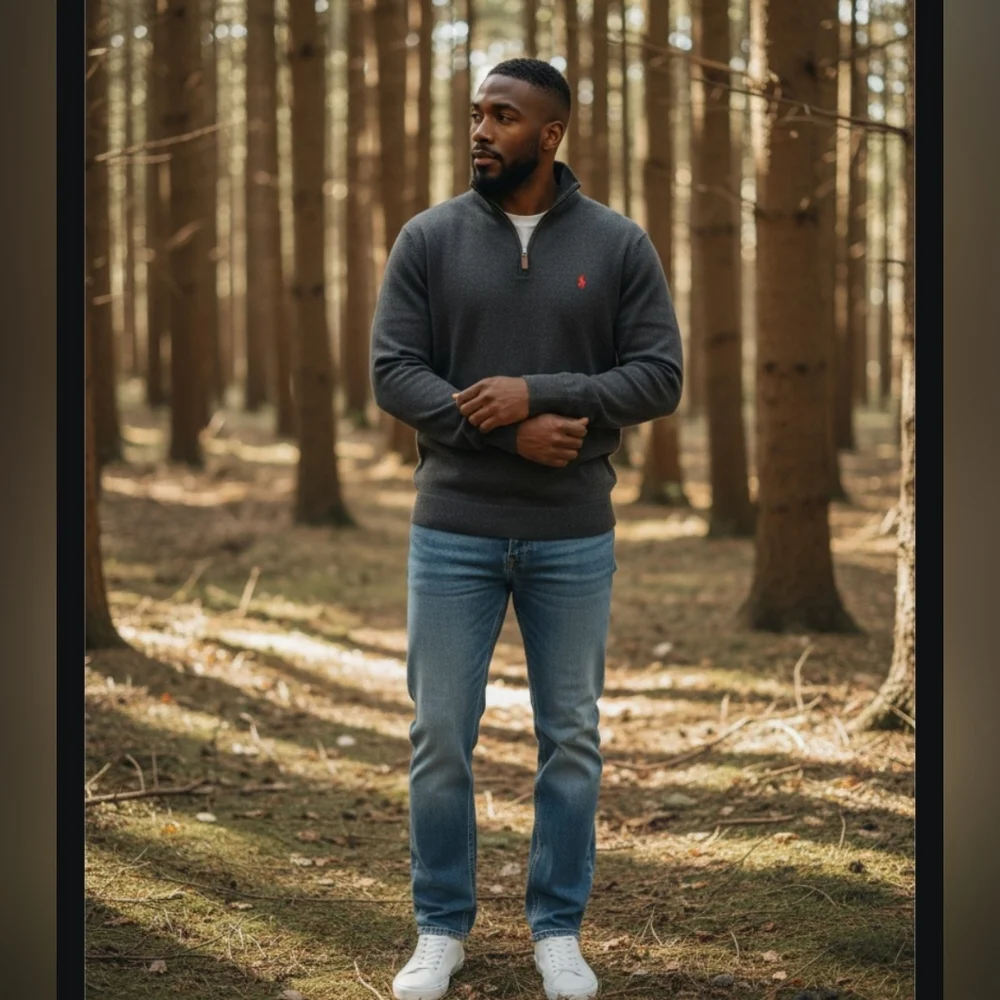 Ralph Lauren Dark Gray  3/4 Zip-Up Sweater